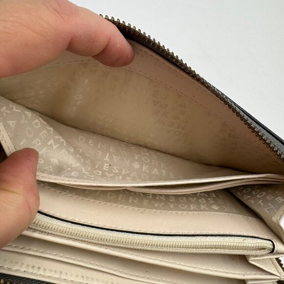Kate Spade New York Gray Leather Zip-Around Wallet With 12 Card Slots & Interior - Picture 14 of 14